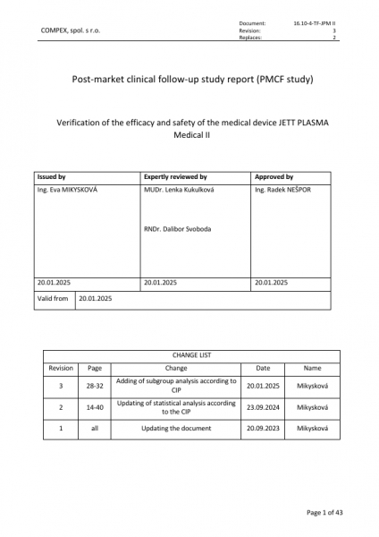 Post-market clinical follow-up study report (PMCF study):  Verification of the efficacy and safety of the medical device JETT PLASMA  Medical II 1-2.jpeg